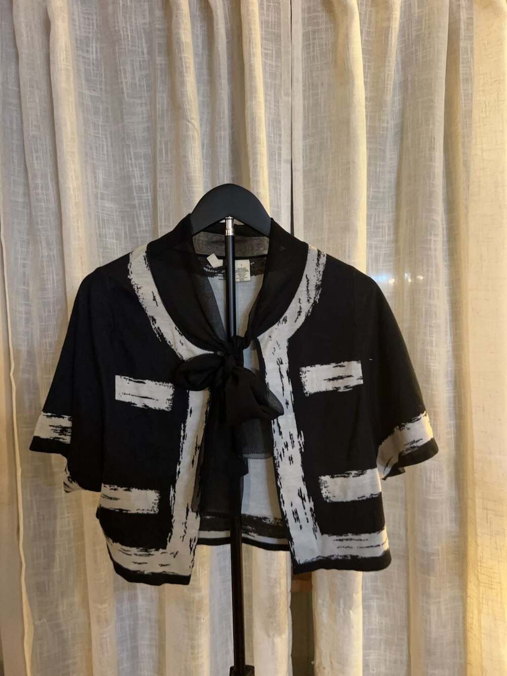 Moth Anthropologie Black and White Striped Knit Cardigan Size S